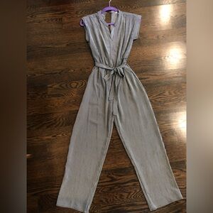 Monteau Black and White Striped Jumpsuit
